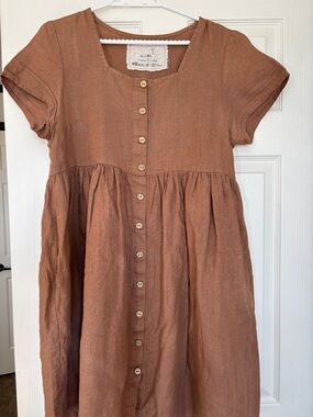 notPERFECTLINEN Rust-Tone Linen Midi Dress